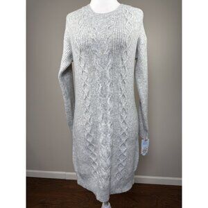 NEW Cat & Jack Girls XL Gray Cable Knit Long Sweater Dress Long Sleeves Comfy